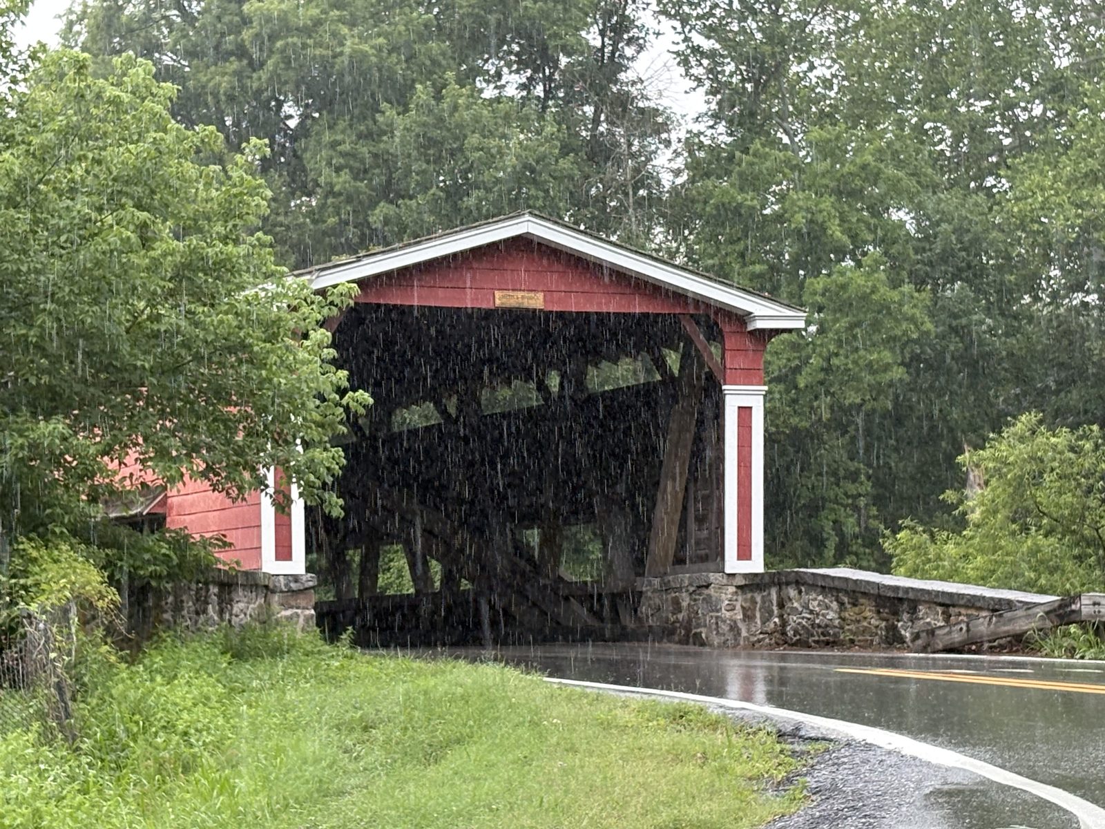 Smith's Bridge from the road approach, in the rain, 2026