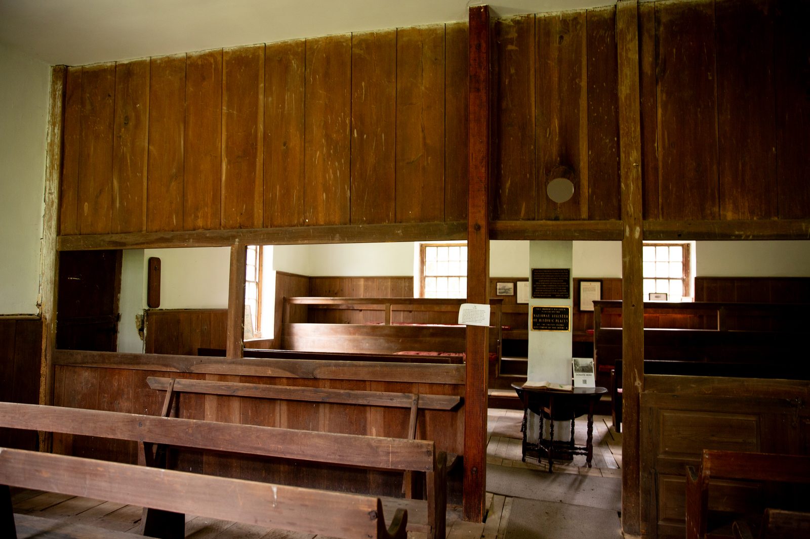 Interior with partition between men's and women's sides