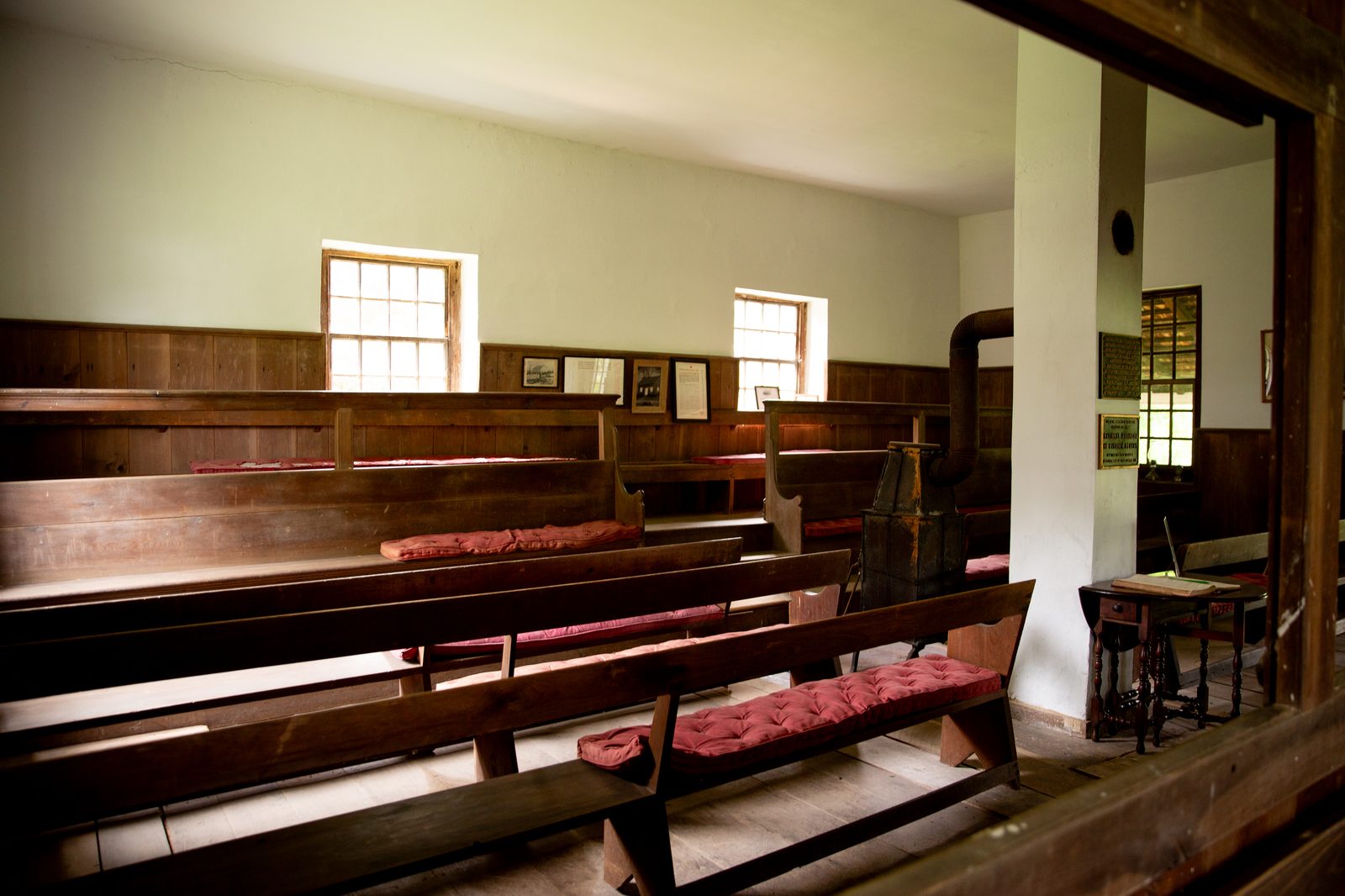 Benches and stove