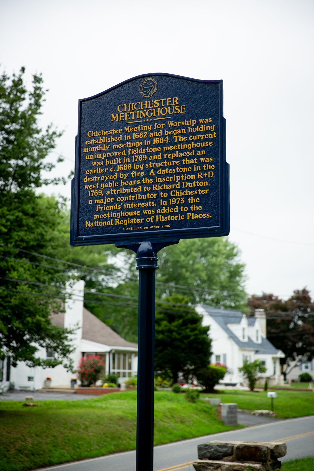 Pennsylvania historical marker for Chichester Meetinghouse